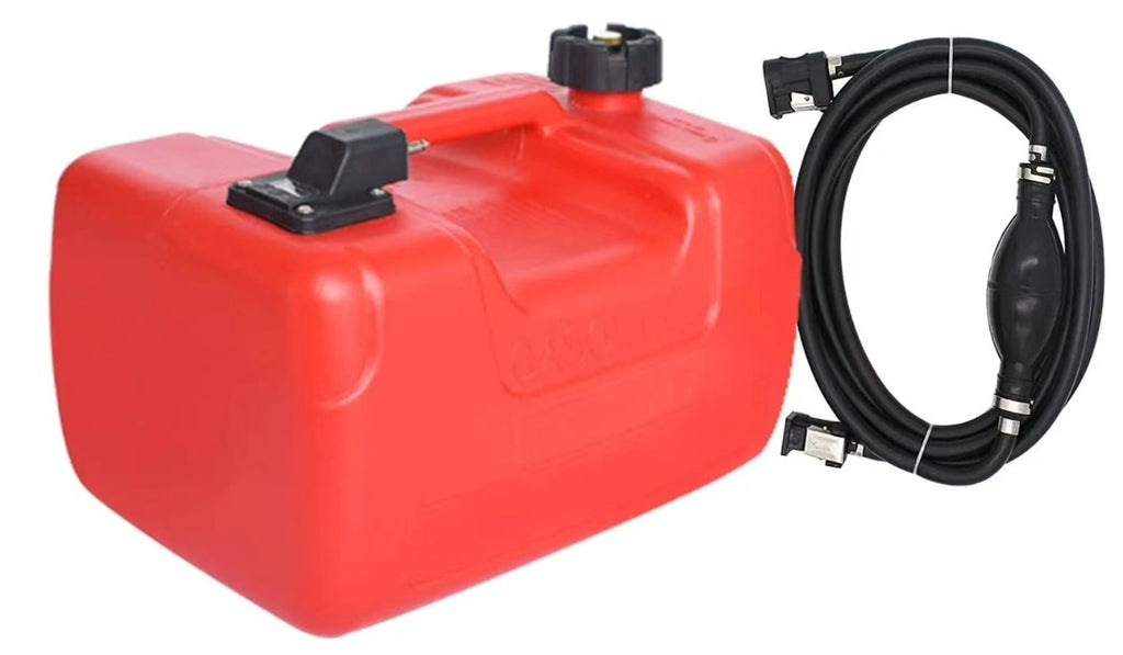 Portable Boat Fuel Tank, 3 GAL/ 12 L - Marine Outboard Fuel Tank With Hose & Connectors