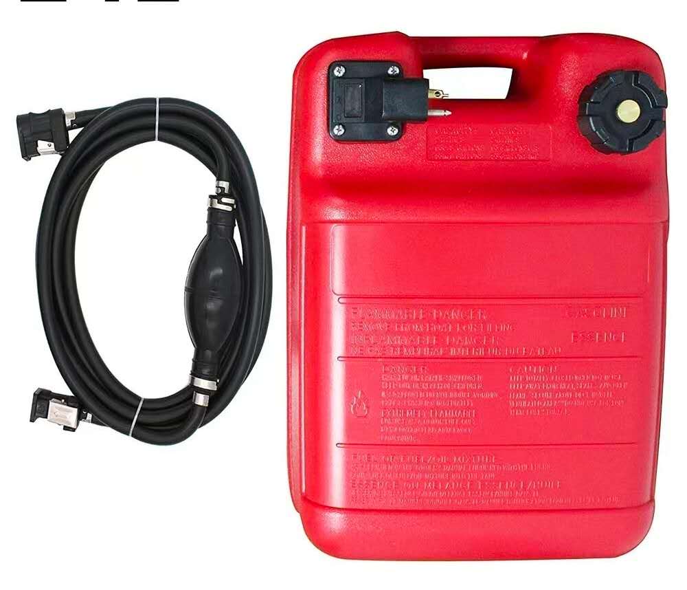 Portable Boat Fuel Tank, 6 Gal / 24L — Marine Outboard Fuel Tank with Hose & Connectors
