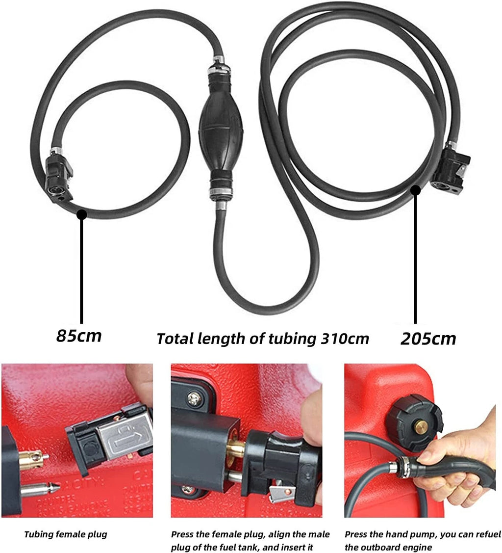 Portable Boat Fuel Tank, 6 Gal / 24L — Marine Outboard Fuel Tank with Hose & Connectors